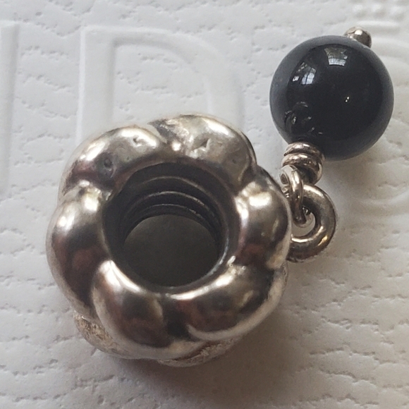 Pandora Sterling sterling Silver Black Onyx Dangle Charm   Retired - Picture 6 of 7